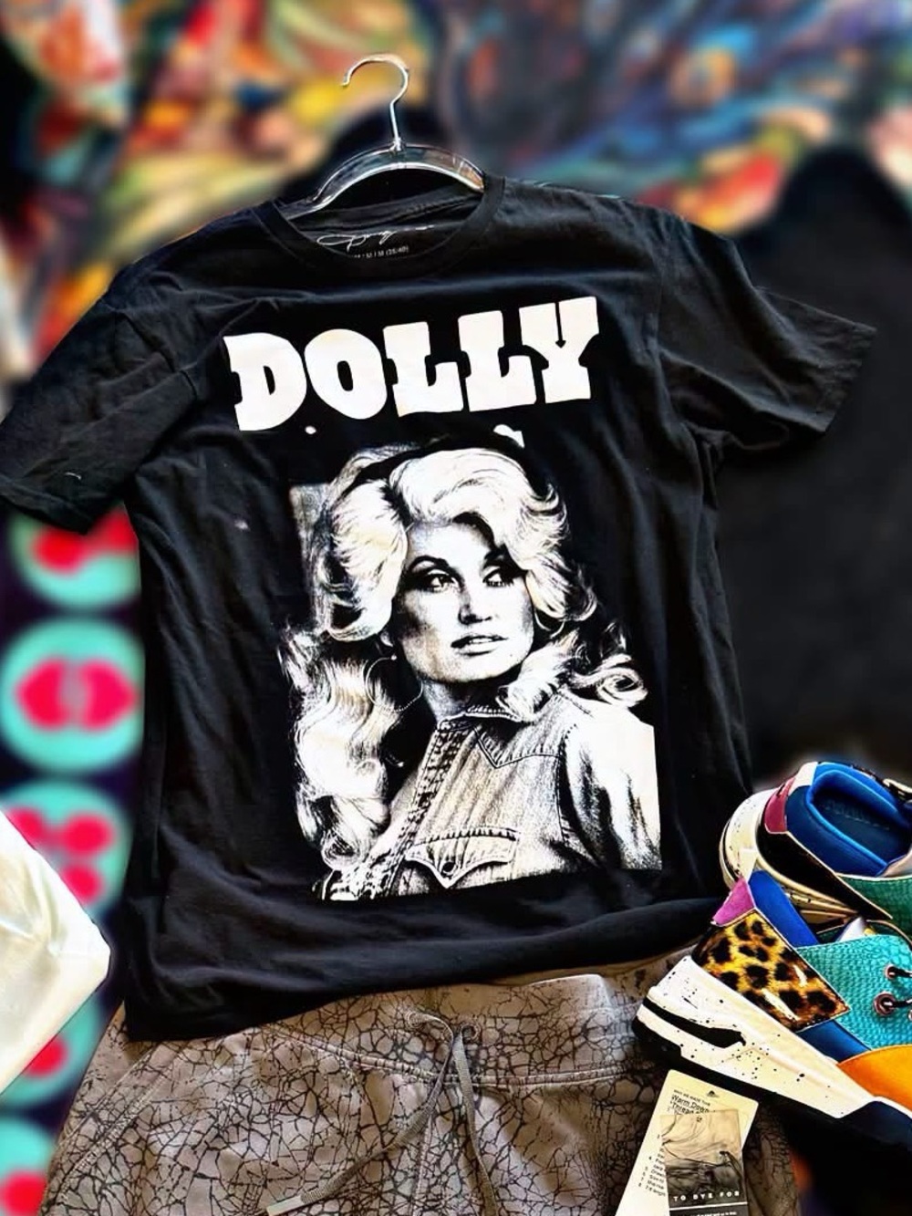 Black 'Dolly' Graphic Short Sleeve Tee
